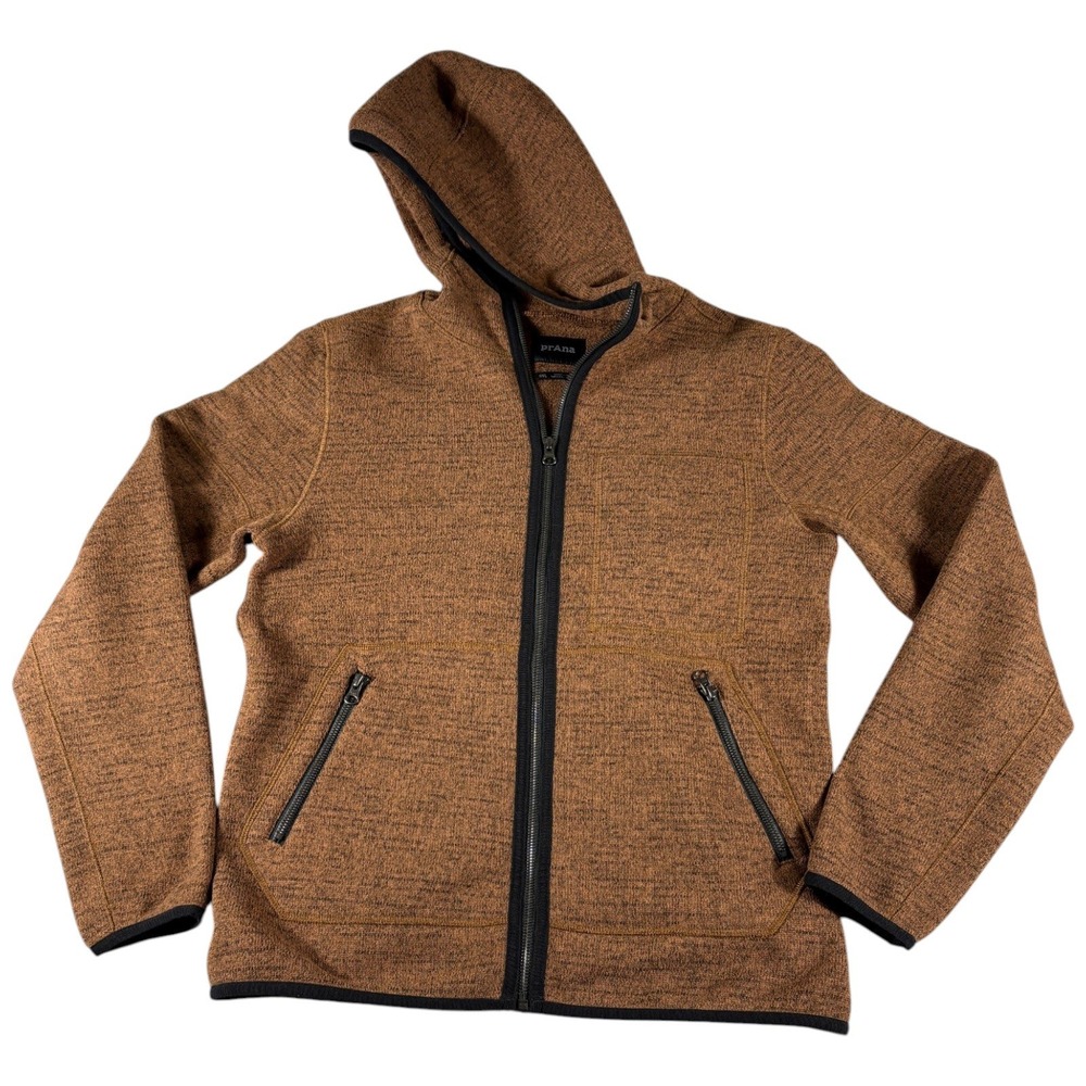 Prana Full Zip Hoodie Mens Small Brown Durable Heavyweight Outdoor Jacket Hike